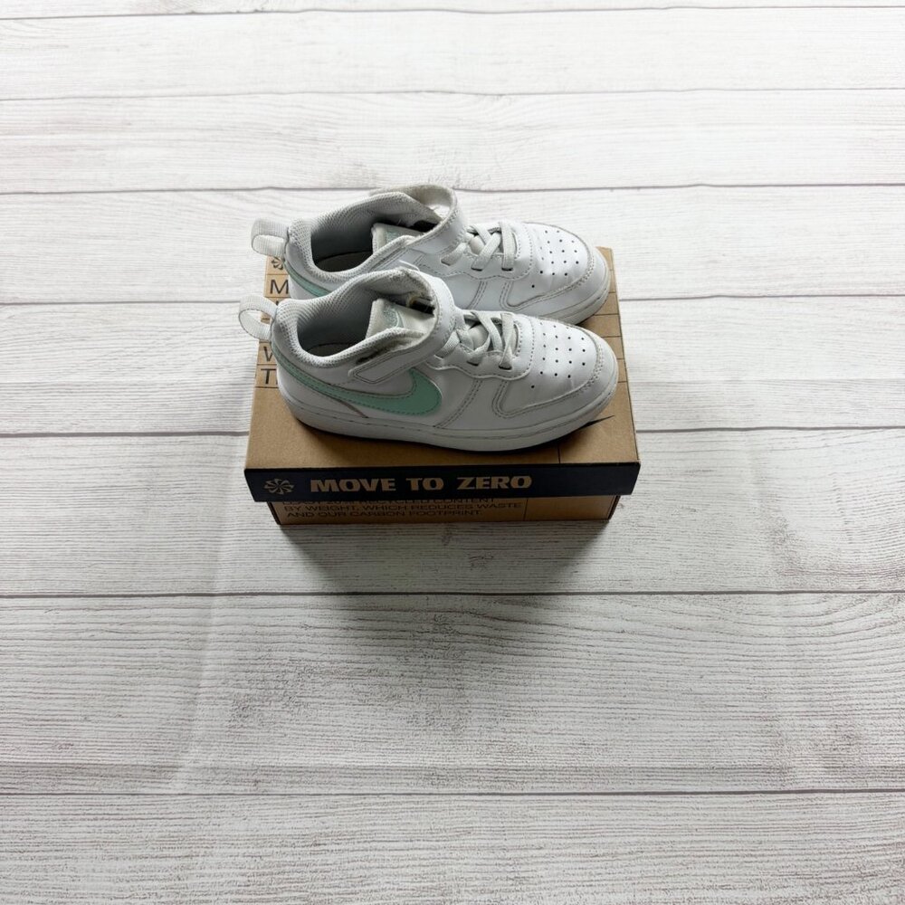 Nike Court Borough Low Recraft Toddler Sneakers White Jade Ice Velcro Shoes 10 C - Picture 7 of 9